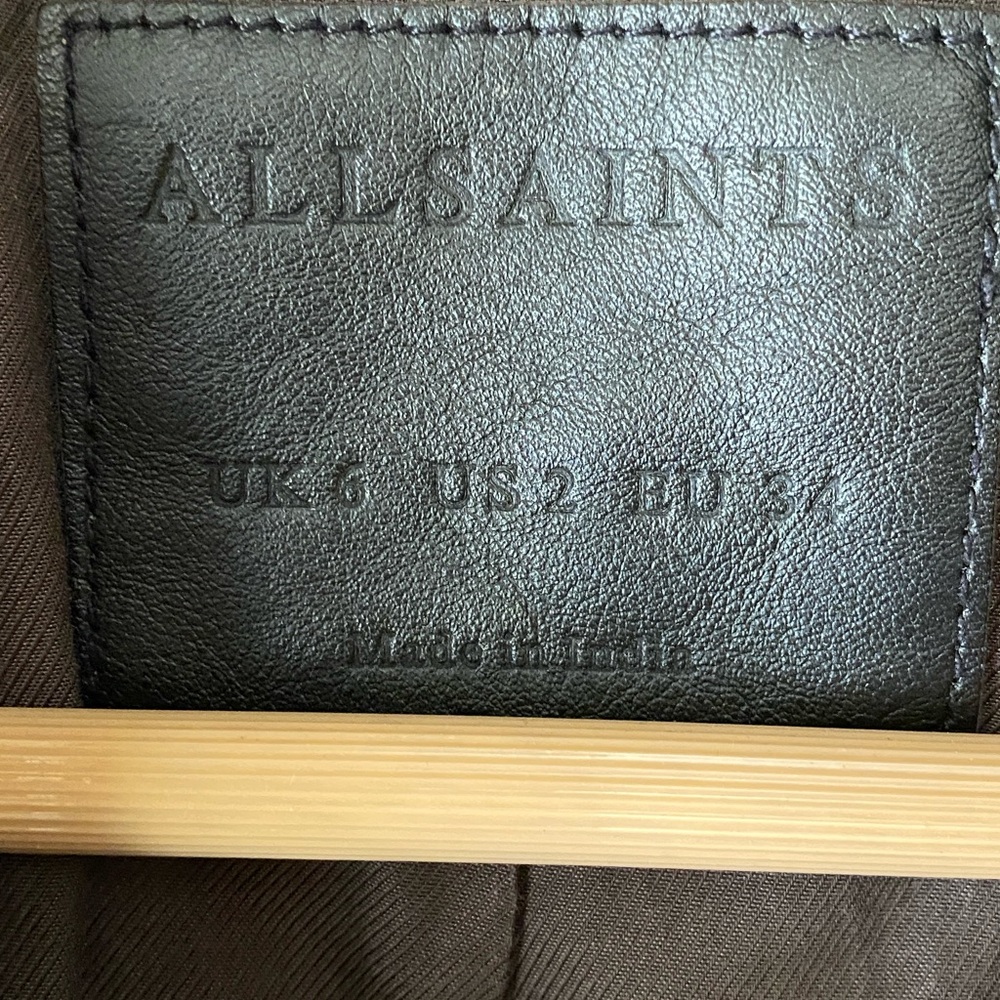 ALLSAINTS Hitchen Graphite Dark Brown 100% Goat Leather Suede Moto Jacket 2 - Picture 5 of 16